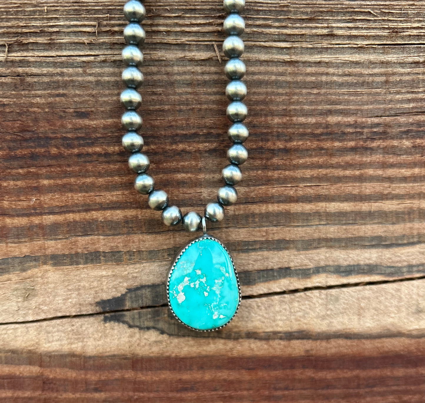 Large Fox Turquoise Pearl Necklace