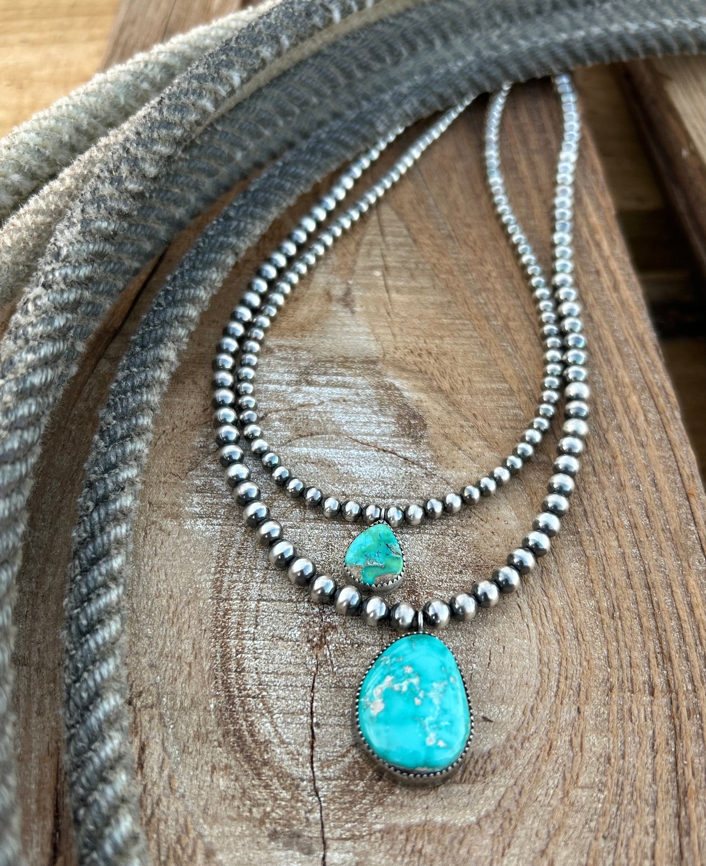 Large Fox Turquoise Pearl Necklace