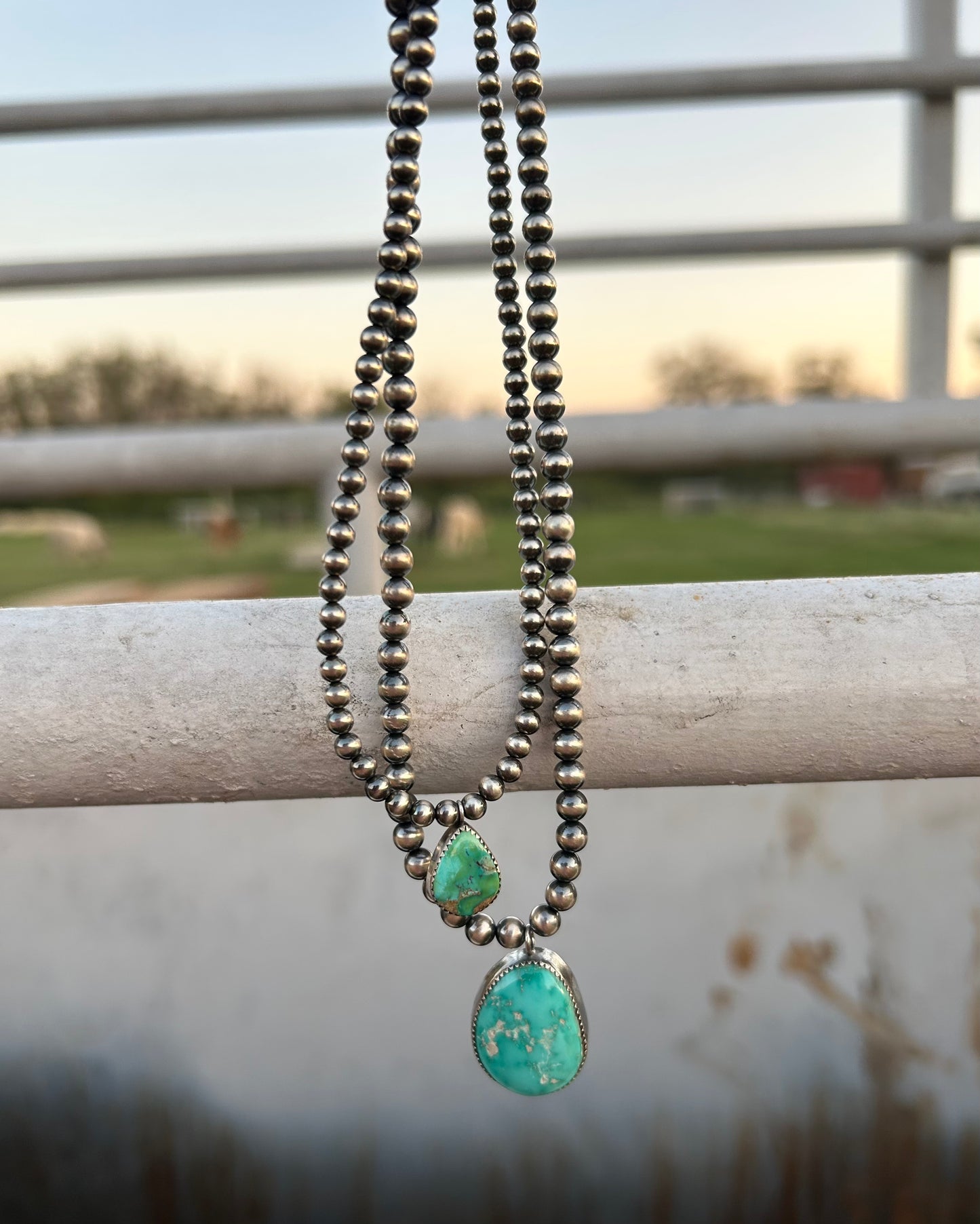 Large Fox Turquoise Pearl Necklace